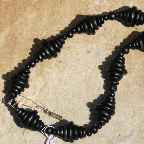 Handmade Ethnic Necklace Long Boho Leather & Wood Beaded Tassel Arrow Tribal NWT - Picture 3 of 7